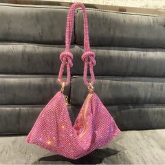 Handle Rhinestone Shiny Underarm Shoulder Bag