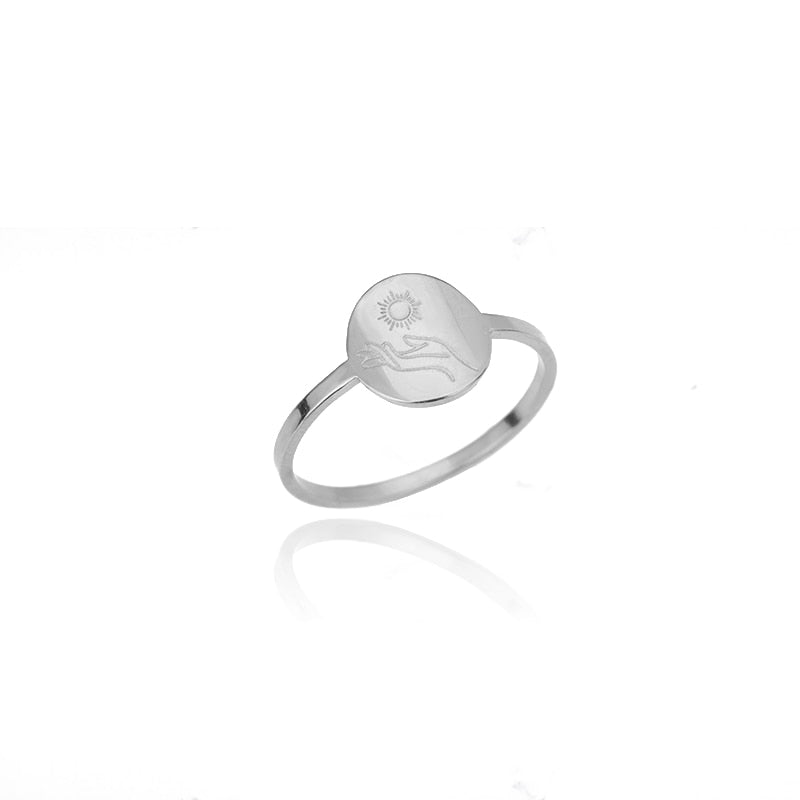 Stainelss Steel Sun Moon Rings For Women Aesthetic Gold Plated Wedding Couple Rings Christmas Jewelry Gift Anillos Wholesale