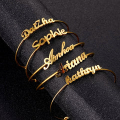 20 Styles Fashion Customized Name Bracelets Letter Stainless Steel Personalized Bangles For Women Men Baby Wedding  Jewelry Gift