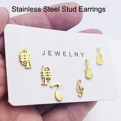 3prs Set Earrings Music Guitar Microphone Drop Dangle Earrings For Women DJ Music Lover Gifts Jewelry Pendientes Cерьги