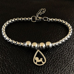Fashion Dog Stainless Steel Charms Bracelets For Women Silver Color Bracelet Jewelry Gift pulseiras feminina B17822S05