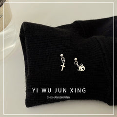 Hip Hop Korean Fashion Cross Earrings For Women Grunge Cross Ear Earrings серьги кресты Skeleton Crochet Punk Earrings Wholesale