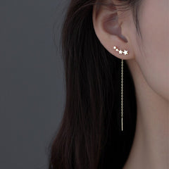Drop Ear Line Long Hanging Earrings For Women Silver Gold Color Zircon Crystal Piercing Threader Earing Ear Accessories Jewelry