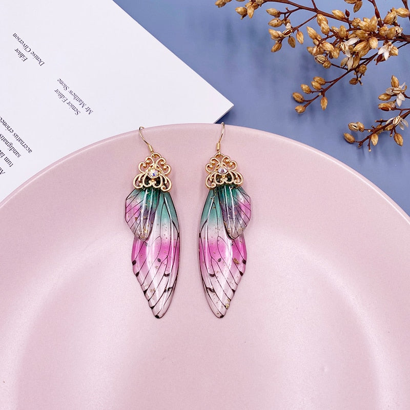 Elowen Butterfly Wing Rhinestone Drop Earrings