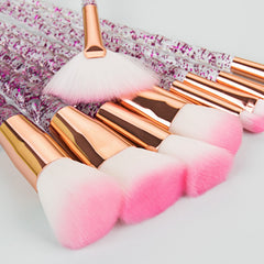 Makeup Brush Set Crystal Threaded Handle