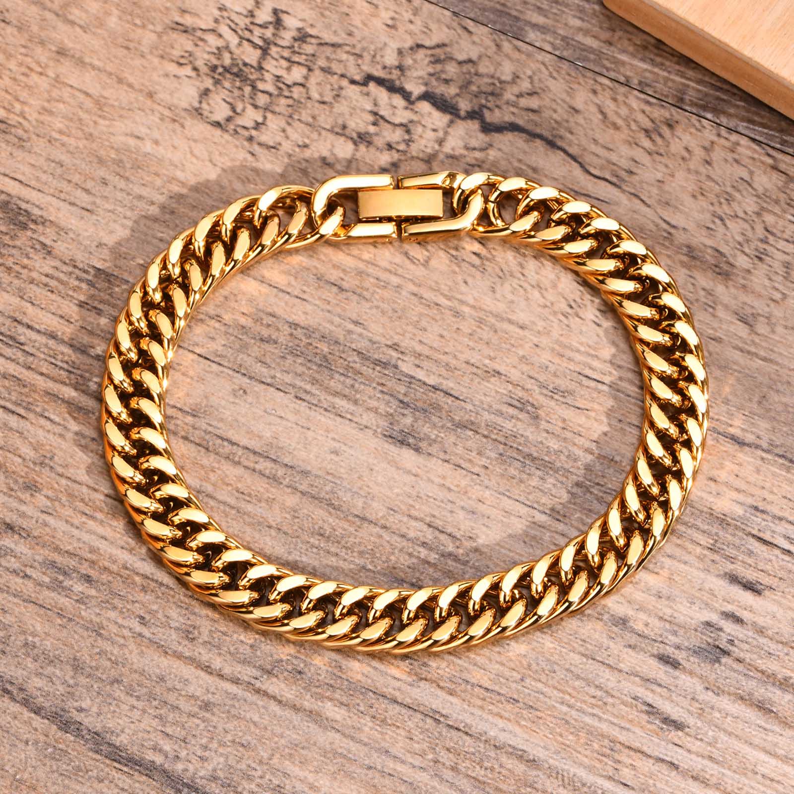 Vnox Men's Stainless Steel 8MM Link Chain Miami Cuban Bracelets for Male Boys Gifts Jewelry, Length 19cm/21.5cm Secondary image