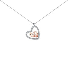 Mother&#39;s Day Gift  Footprint Design Heart Necklace for Women Jewelry Shiny Unique Hollow Pendant Necklaces to Mommy Birthday