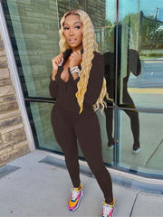 Kliou Hooded Casual Two Piece Set Women Autumn Long Sleeve Pockets Body-shaping Tracksuit Concise Solid Sporty Matching Outfits