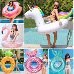 Giant Inflatable Pool Float Circle Mermaid Flamingo Unicorn Swimming Ring