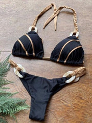 Bandeau Bikini Set Swimwear Women Sexy Thong Backless Bikini