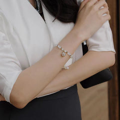 CARLIDANA Trendy High Quality Niche Design Gold Color Opal Bracelet for Women Jewelry Gift Ajustable Non Tarnish,Non Allergic