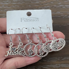 3prs Set Earrings Music Guitar Microphone Drop Dangle Earrings For Women DJ Music Lover Gifts Jewelry Pendientes Cерьги
