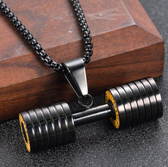 stainless steel fitness dumbbell pendant necklace
