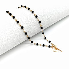 Temperament Black Rhinestone Crystal - Metal Flower Necklace