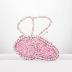 Butterfly Sequin Bags Chic Metal Handle Crystal Rhinestone Purses And Handbags