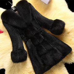 Top Quality Winter Coat for Women Windbreaker Plush Jackets 2022 Fashion Long Sleeve V-neck Faux Fur Coat