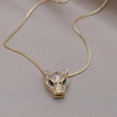 Copper Inlaid Zircon Leopard Pendant Necklace Sexy Clavicle Necklace
