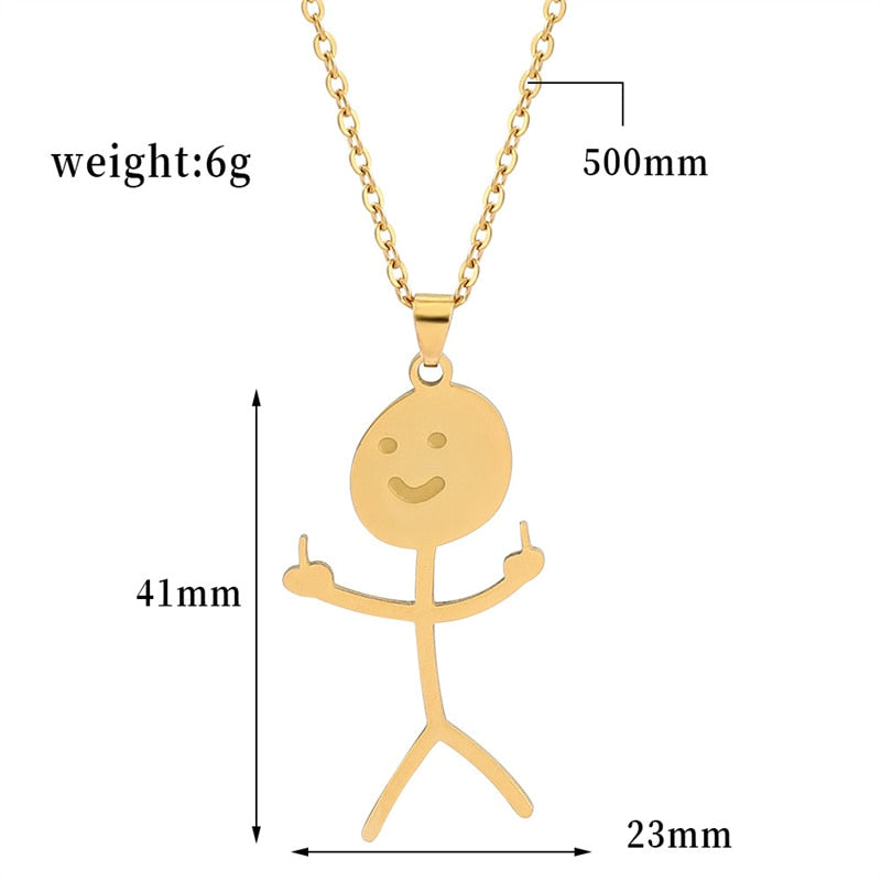 Hip Hop Fxck You Funny Doodle Pendant Necklace