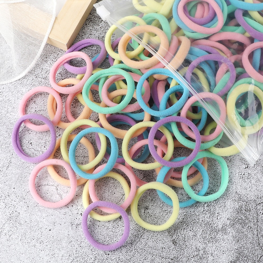 50PCS/Set Basic Hair Bands Simple Solid Colors Elastic Headband Hair Ties