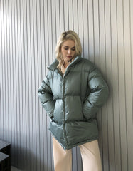 New design Women 2022 Winter Parka Stylish down Jacket Coat Green Grey White Outerwear