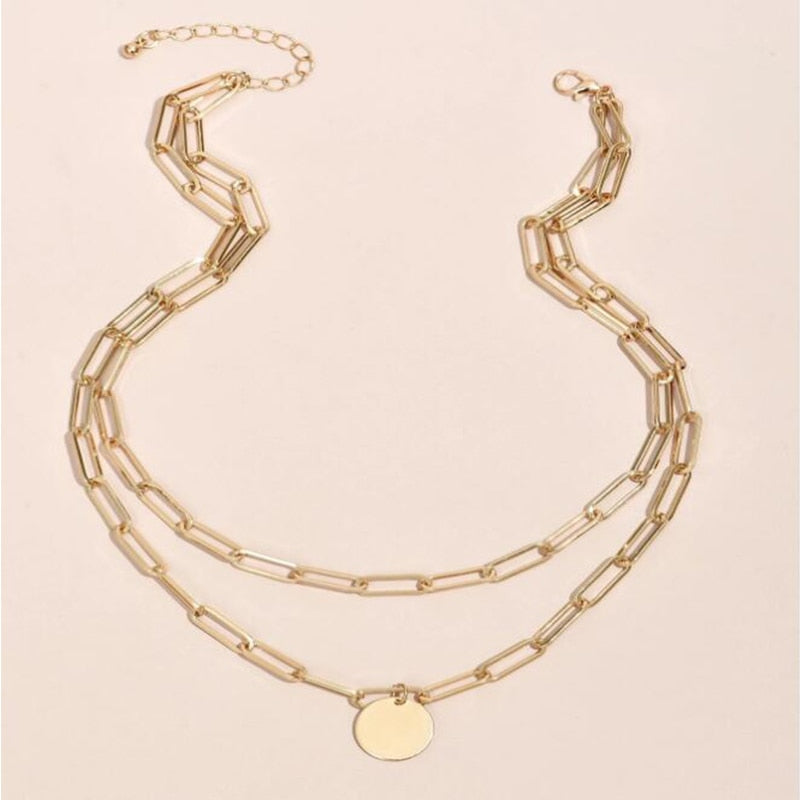 Round Charm Layered Necklace
