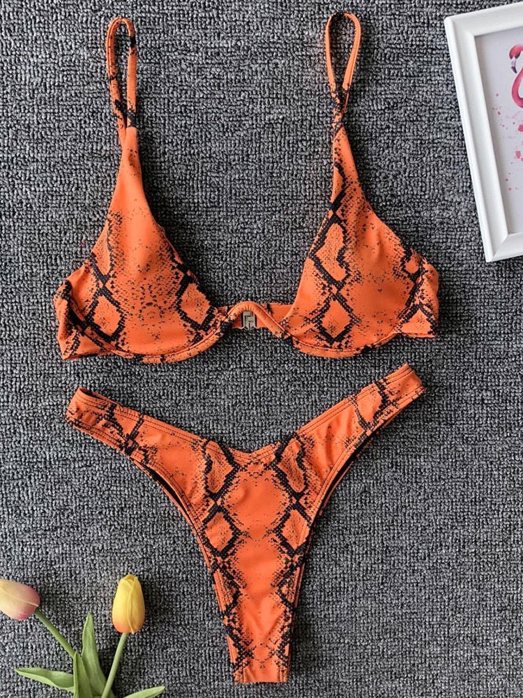 Solara V-Bar Underwire Ribbed Bikini Two-piece