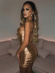 Jade Strapless Bronzing silver/Gold Mini Dress