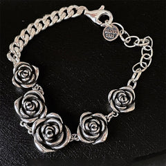 Vintage Punk Rose Flower Chain Bracelet