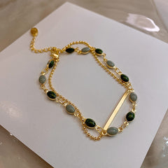Gold Color Beaded Chain Double Layered