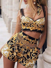 Summer Chic with Ava: V-Neck Crop Top and Shorts Set