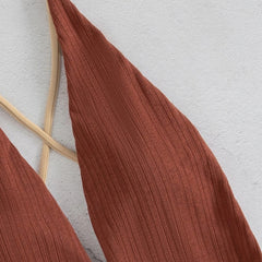 Solid Strapped Swimwear Sexy High Waist Cut One Piece Backless Hollow Belt Bathing Suit