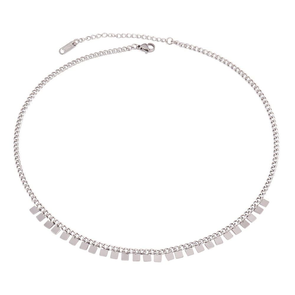 Round Geometric Pendant Necklace Choker