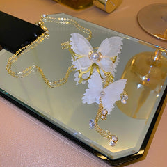 Fashion Butterfly Necklace for Women Pop Butterfly Pearl Pendant