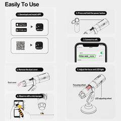 Wireless Dermatoscope Scalp Skin Analyzer Machine 1000X Facial and Body Analyzer Electronics Microscope