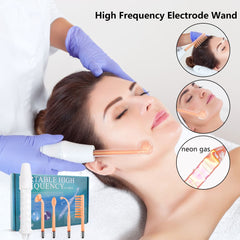 4in1 High Frequency Neon Electrotherapy Glass Tube Acne Spot Remover Facial Therapy Wand