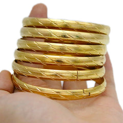 8MM 6Pcs/Lot Dubai Gold Bangles for Women Men 24k Color Ethiopian Bracelets African Jewelry Saudi Arabic Wedding Bride Gift