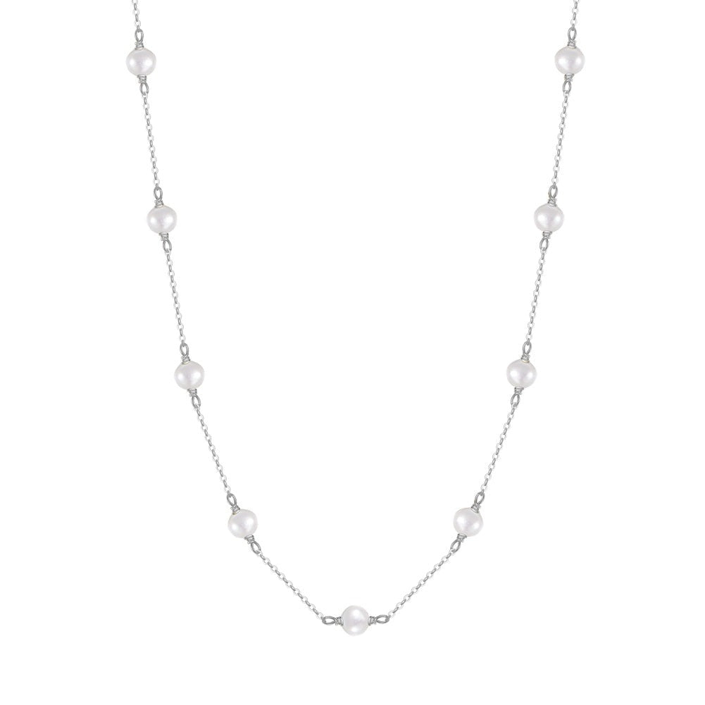 Gold Sterling Silver Pearl Necklace