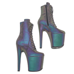 PU upper Reflective material High Heel platform  Pole Dancing boots