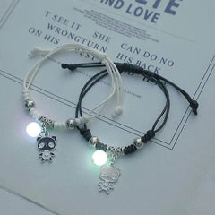 2022 Luminous Cat Star Moon Bracelet Couple Charm Handmade Adjustable Rope Matching Friend Bracelet Infinite Love Jewelry Gifts