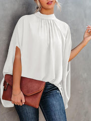 Casual Loose Women Blouse  Batwing Sleeve Print O-neck
