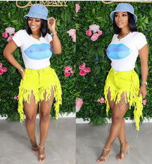 Women&#39;s Casual Comfortable Ripped Fringed Brushed Denim Shorts Jeans Casual Straight-leg Pants 2021