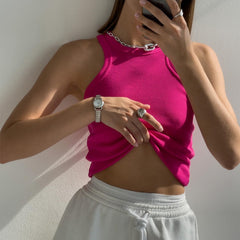 Backless Tank Top Sleeveless Vest Knitted Camis Tank Tops Casual Solid Color Basic
