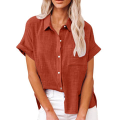 Button Lapel Cardigan Top Loose Long Sleeve Oversized Blouse