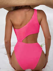 The One Shoulder One Piece Textured Swimming Suit