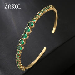 Fashion Cuff Green Crystal Bangles Bracelets