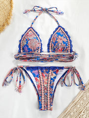 Floral Print Triangle Bikini Set
