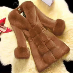 Top Quality Winter Coat for Women Windbreaker Plush Jackets 2022 Fashion Long Sleeve V-neck Faux Fur Coat