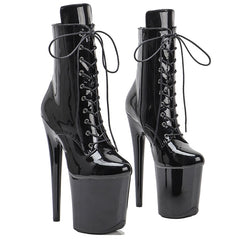 Shinny Black Pole dancing shoes High Heel platform Boots closed toe Pole Dance hight boot