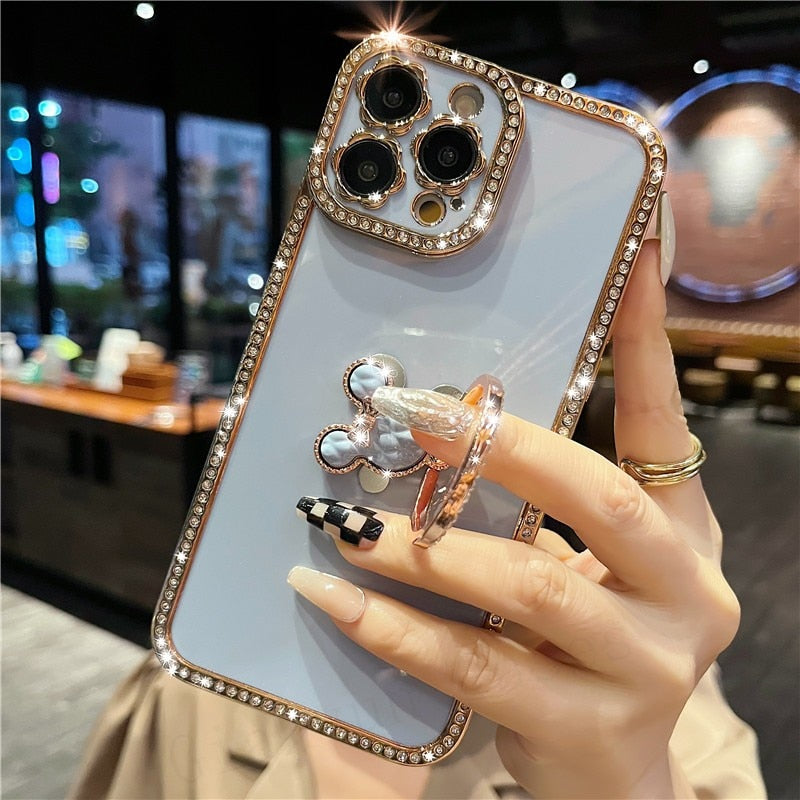 Bling 3D Crystal Holder stander Phone Case For iphone