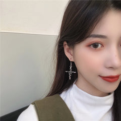 Hip Hop Korean Fashion Cross Earrings For Women Grunge Cross Ear Earrings серьги кресты Skeleton Crochet Punk Earrings Wholesale